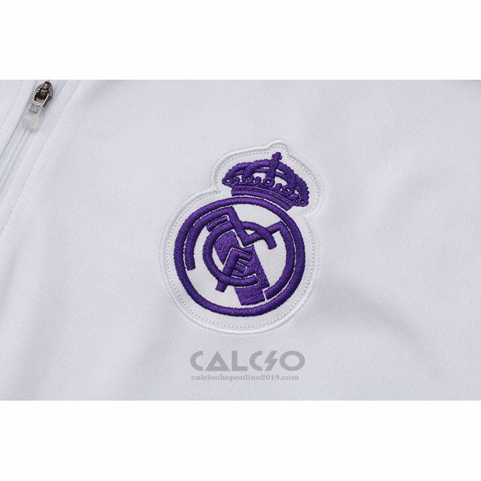 Tuta da Track di Felpa Real Madrid Bambino 2025-2026 Bianco Purpura